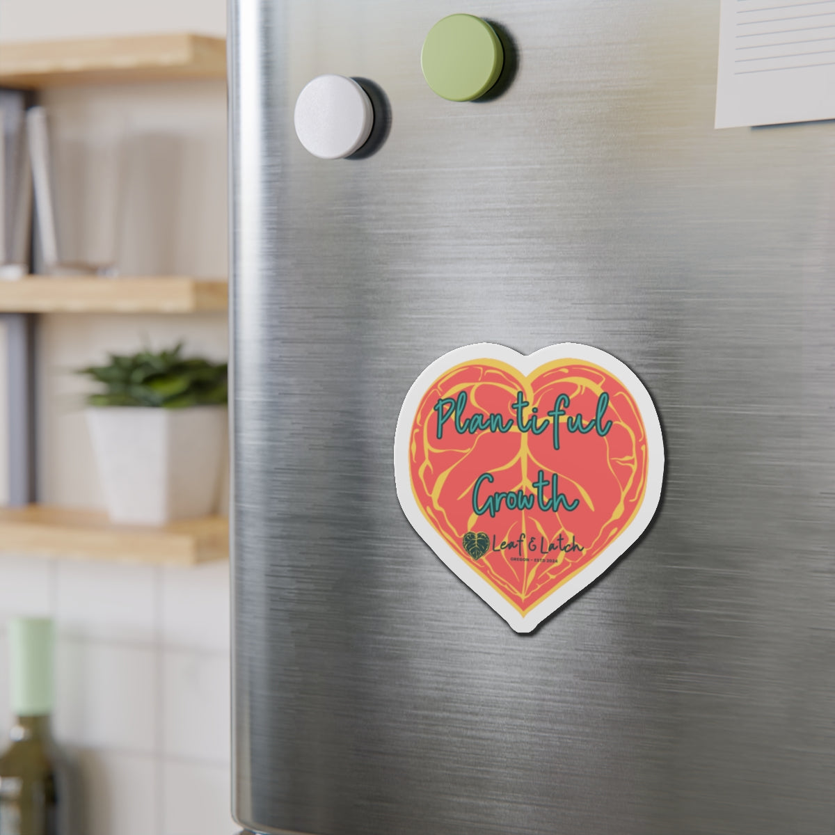 Plantiful Growth – Coral Edition Die-Cut Magnet - Inspirational Heart Design for Home & Office Decor - Stick This Sticker Co LLC