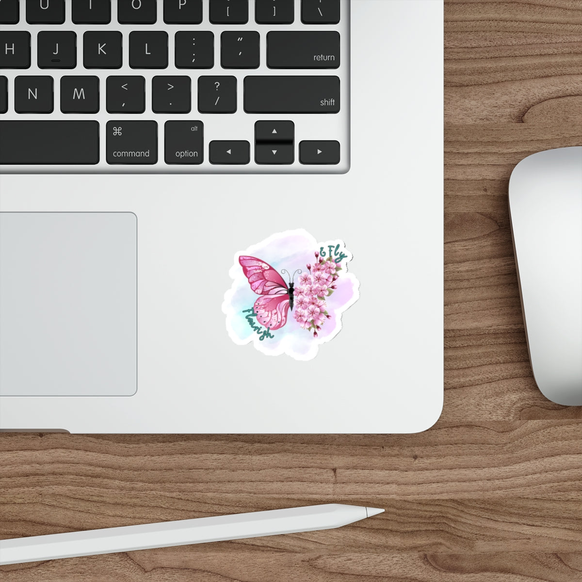Flourish & Fly Butterfly Die-Cut Stickers | Inspirational Floral Stickers for Laptop, Water Bottle, Journals - Stick This Sticker Co LLC