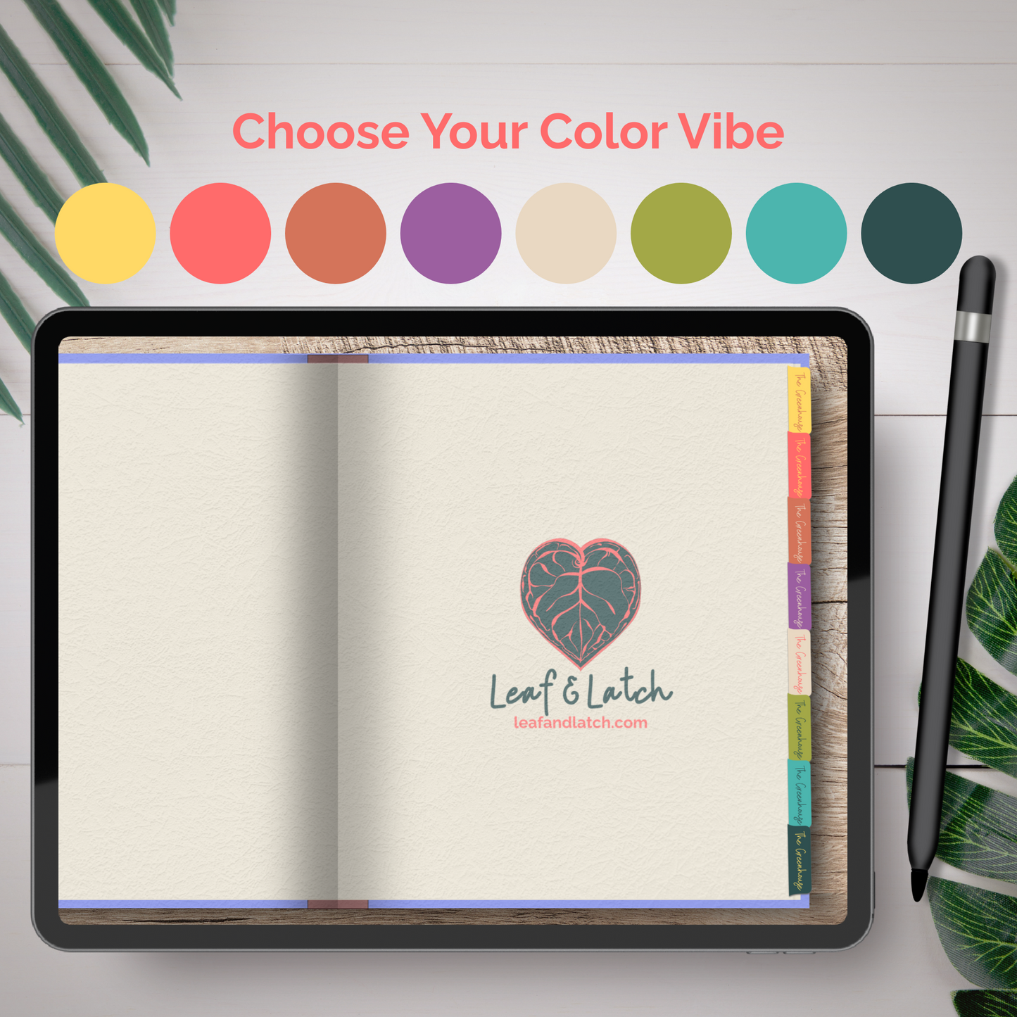 Tend & Tab Digital Planner Tabs – 152 PNG Stickers | 8 Botanical Color Sets | Compatible with GoodNotes, Notability, Zinnia - Stick This Sticker Co LLC