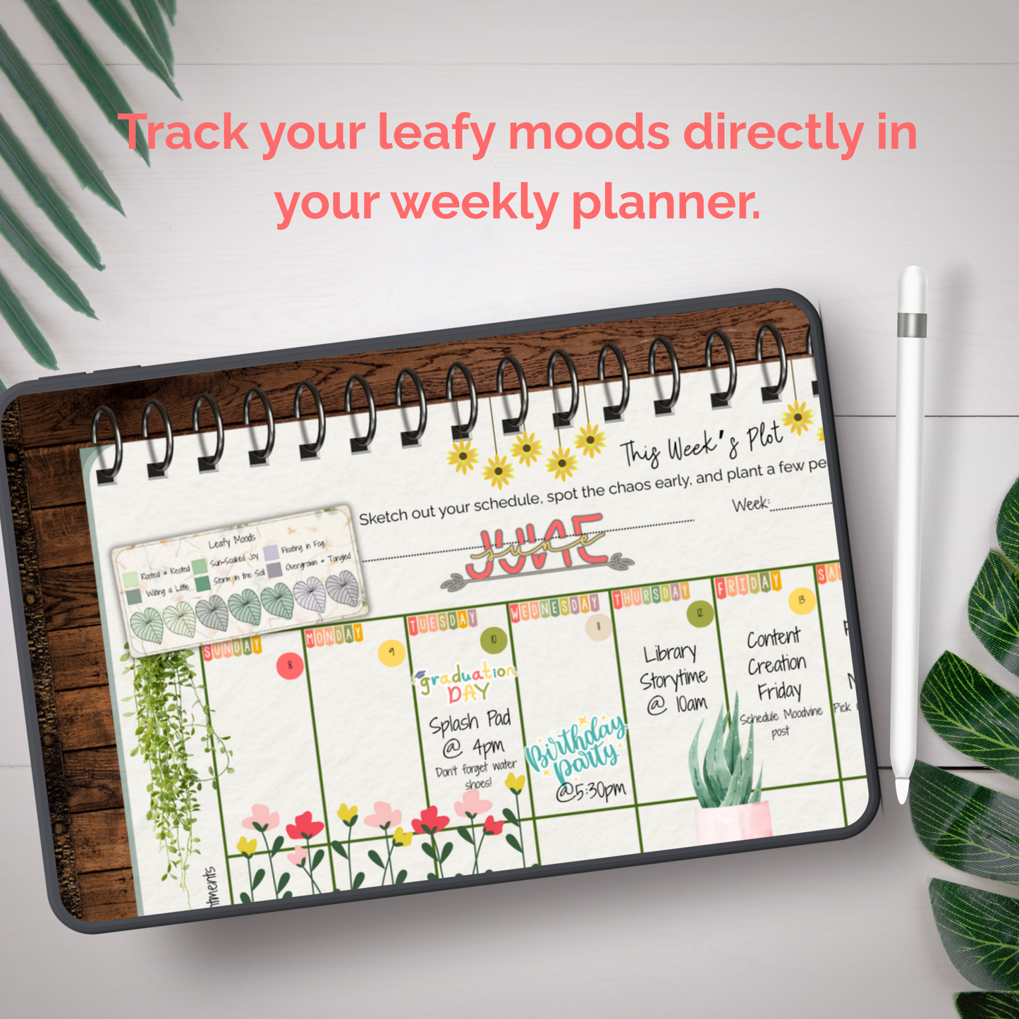 Moodvine Wellness Tracker Pack | 64 Planty PNG Stickers for Mood, Energy, Stress & Cycle Tracking - Stick This Sticker Co LLC