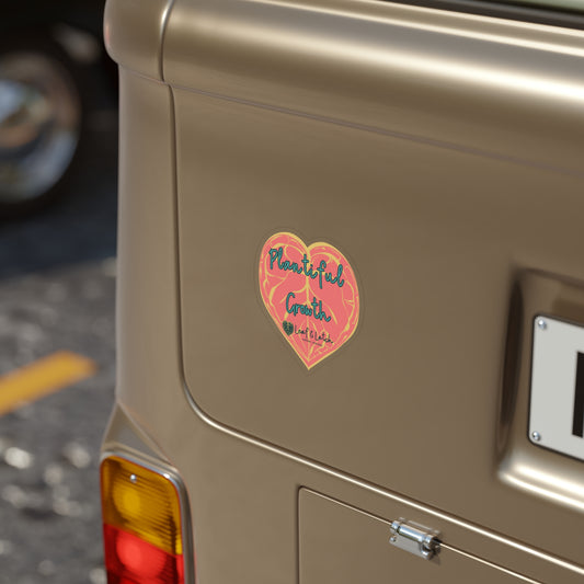 Plantiful Growth – Coral Edition Die-Cut Outdoor Sticker – Heart Design for Nature Lovers - Stick This Sticker Co LLC