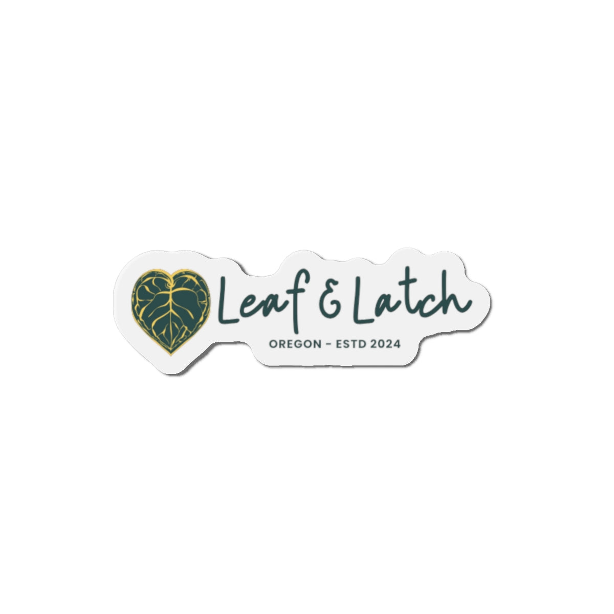 Leaf & Latch Brand Crest Die-Cut Magnet - Oregon ESTD 2024 - Stick This Sticker Co LLC