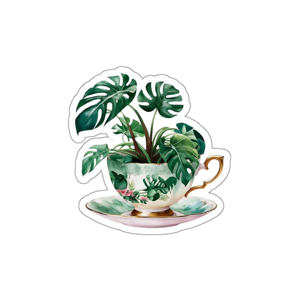 Monstera in a Teacup Die-Cut Stickers | Perfect for Home Decor & Gifting - Stick This Sticker Co LLC