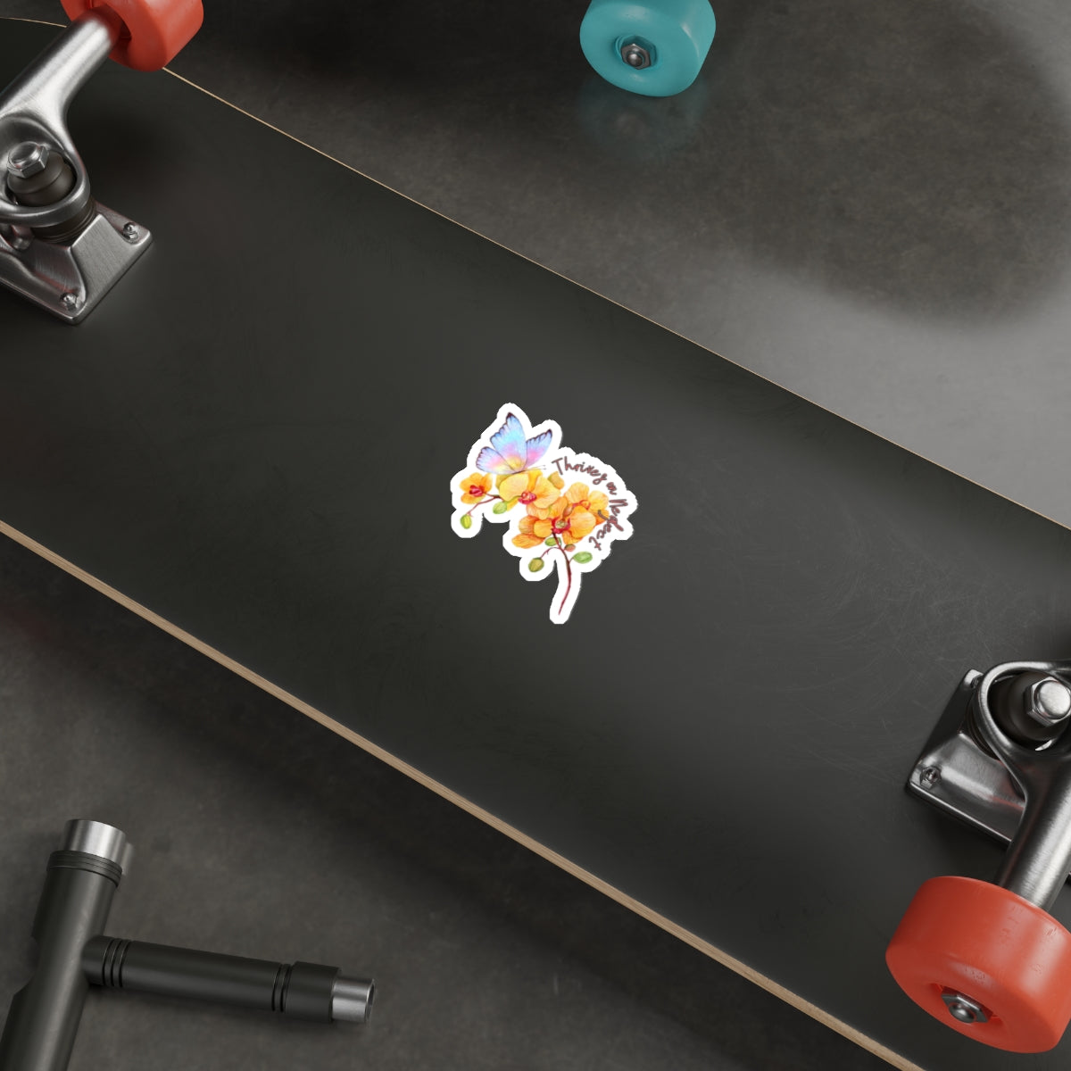 Thrives on Neglect Die-Cut Stickers - "Thrives on Neglect" Floral & Butterfly Design - Stick This Sticker Co LLC