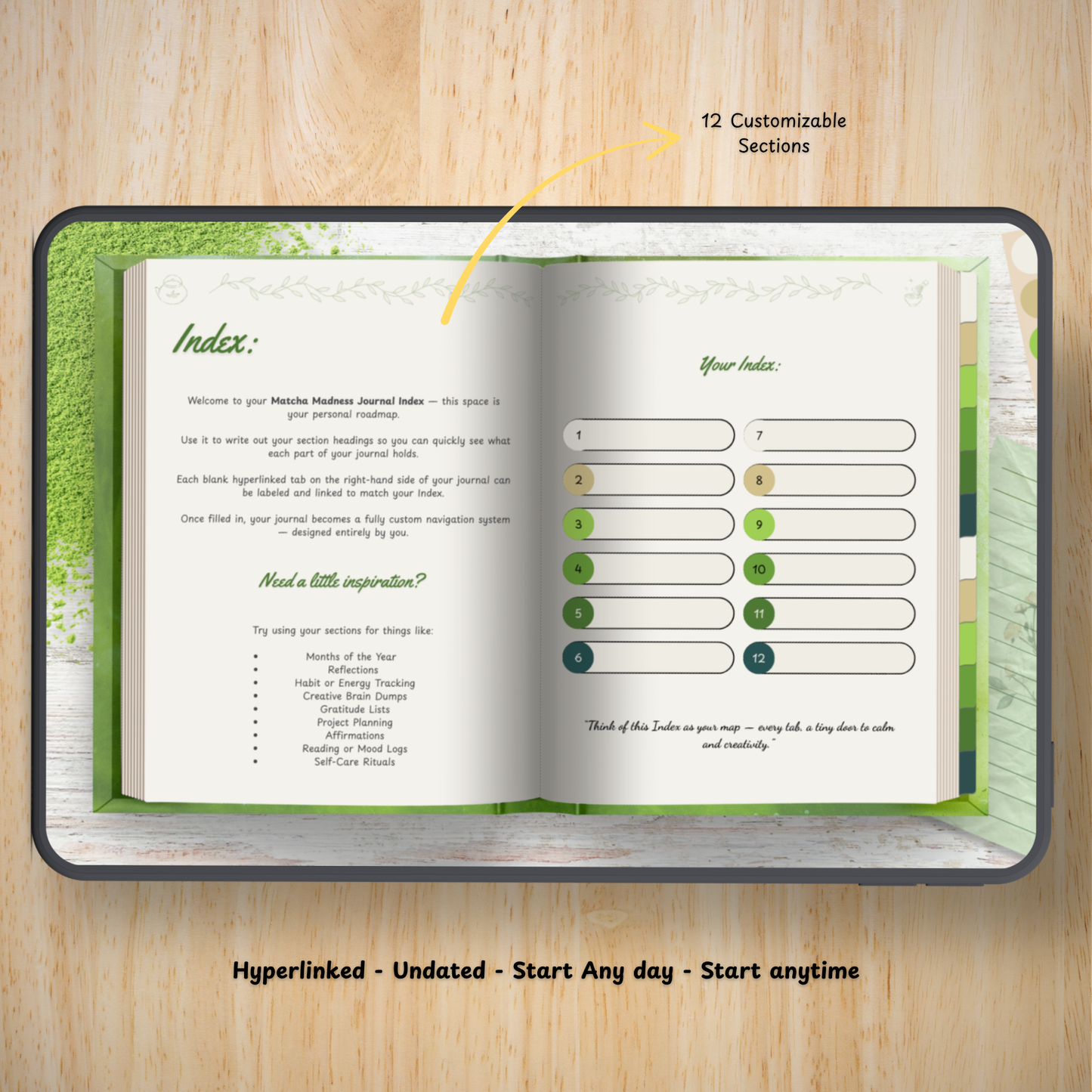 Matcha Madness Luxe Journal – Hyperlinked Digital Journal for iPad & Tablet (300+ Stickers + Recipe Book Included) - Stick This Sticker Co LLC