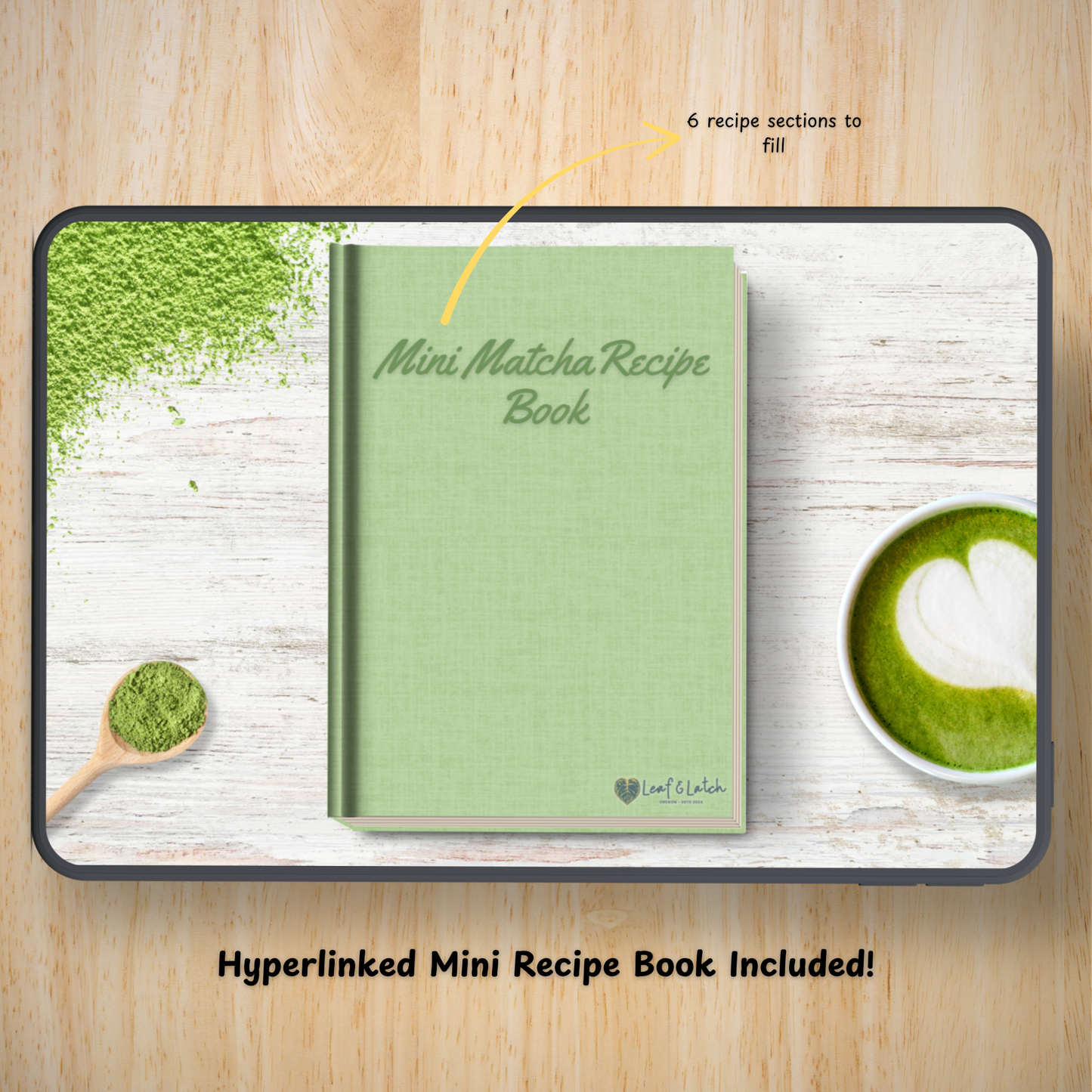 Matcha Madness Luxe Journal – Hyperlinked Digital Journal for iPad & Tablet (300+ Stickers + Recipe Book Included) - Stick This Sticker Co LLC