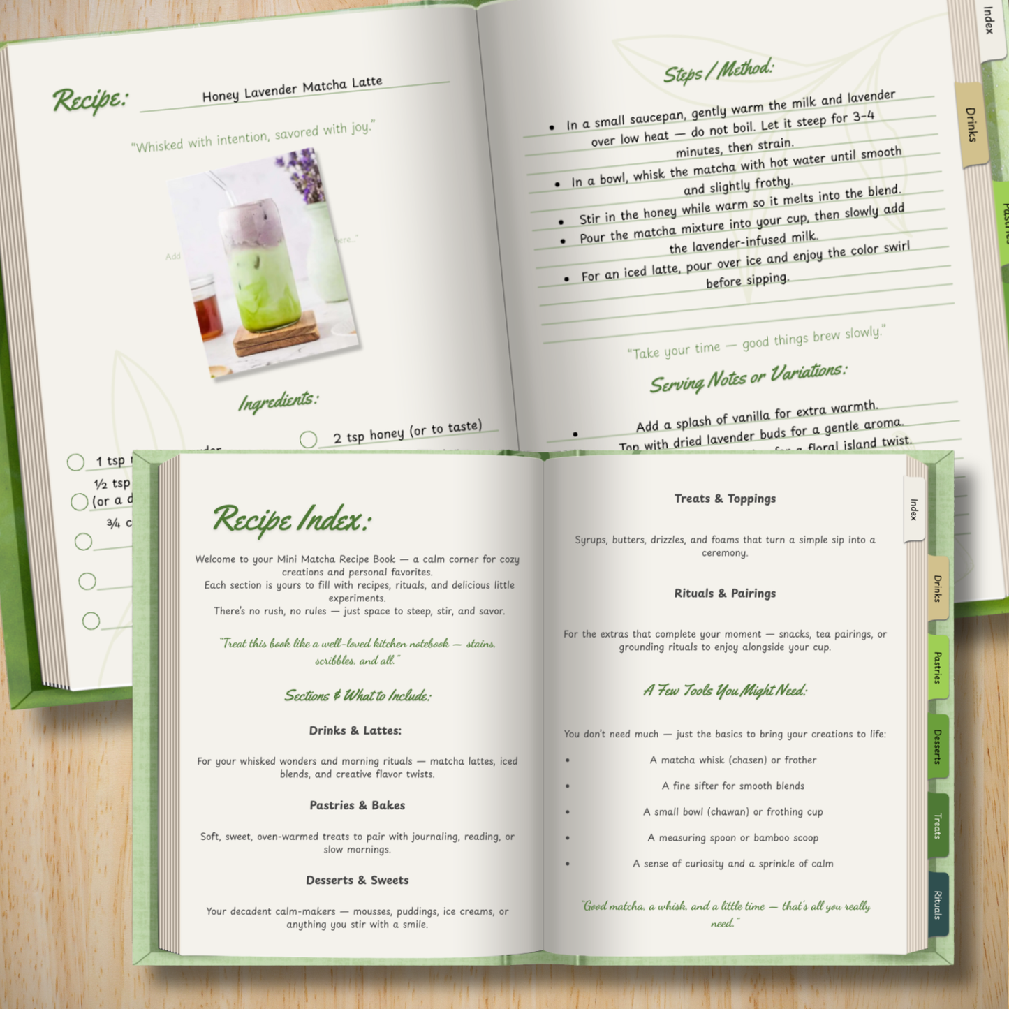 Matcha Madness Luxe Journal – Hyperlinked Digital Journal for iPad & Tablet (300+ Stickers + Recipe Book Included) - Stick This Sticker Co LLC