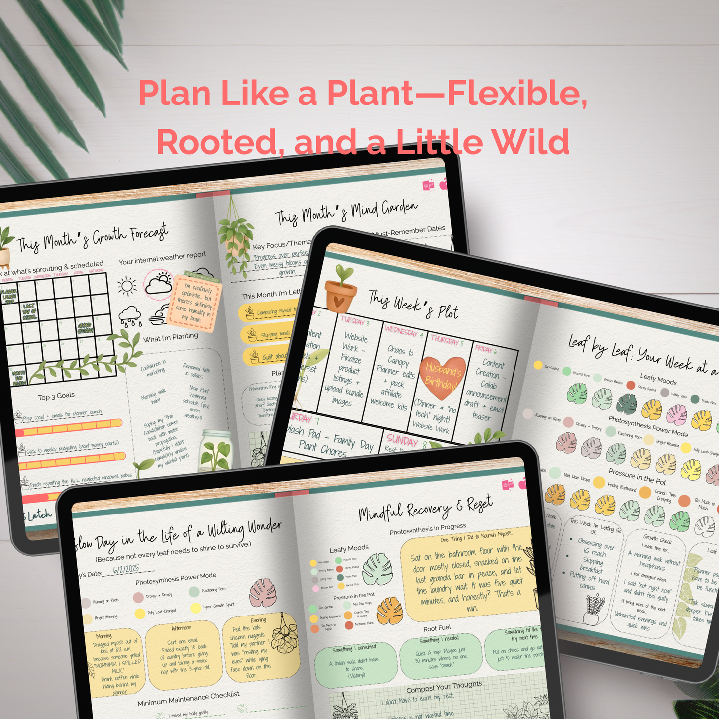 Leafy Life Planner – Volume 1 | Hyperlinked Digital Planner (Collab with Pink Punch Studio) - Stick This Sticker Co LLC
