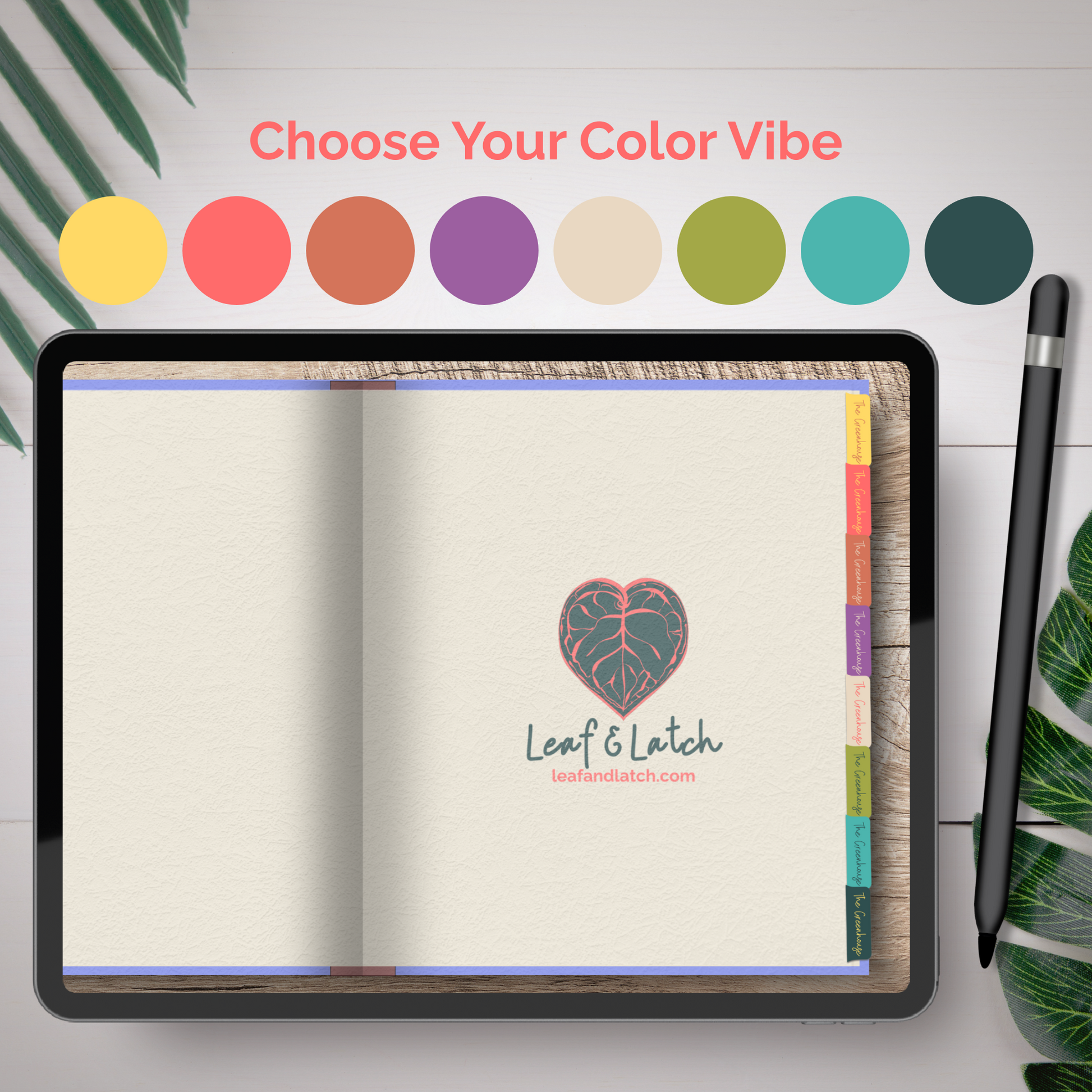 Tend & Tab Digital Planner Tabs – 152 PNG Stickers | 8 Botanical Color Sets | Compatible with GoodNotes, Notability, Zinnia - Stick This Sticker Co LLC