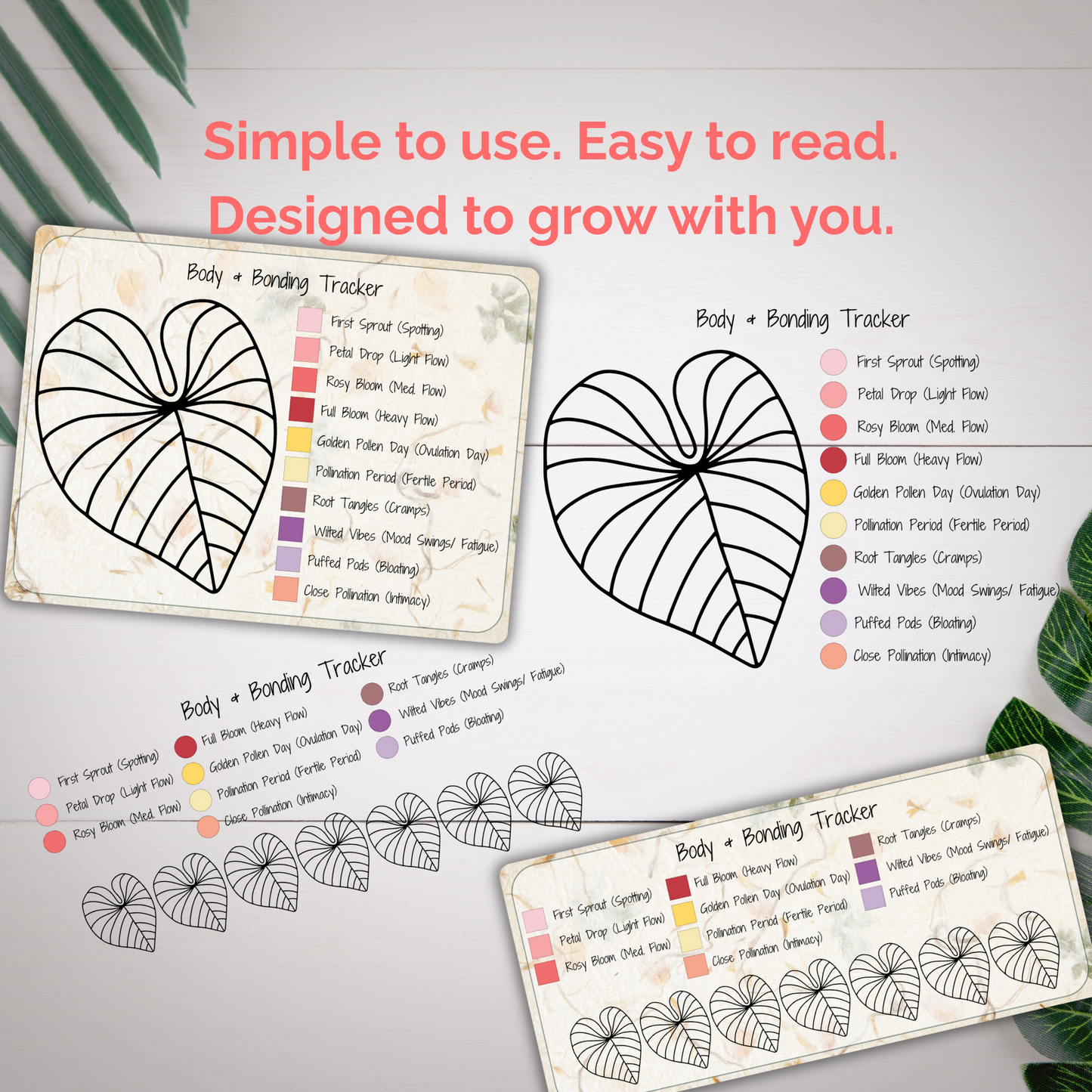 Moodvine Wellness Tracker Pack | 64 Planty PNG Stickers for Mood, Energy, Stress & Cycle Tracking - Stick This Sticker Co LLC