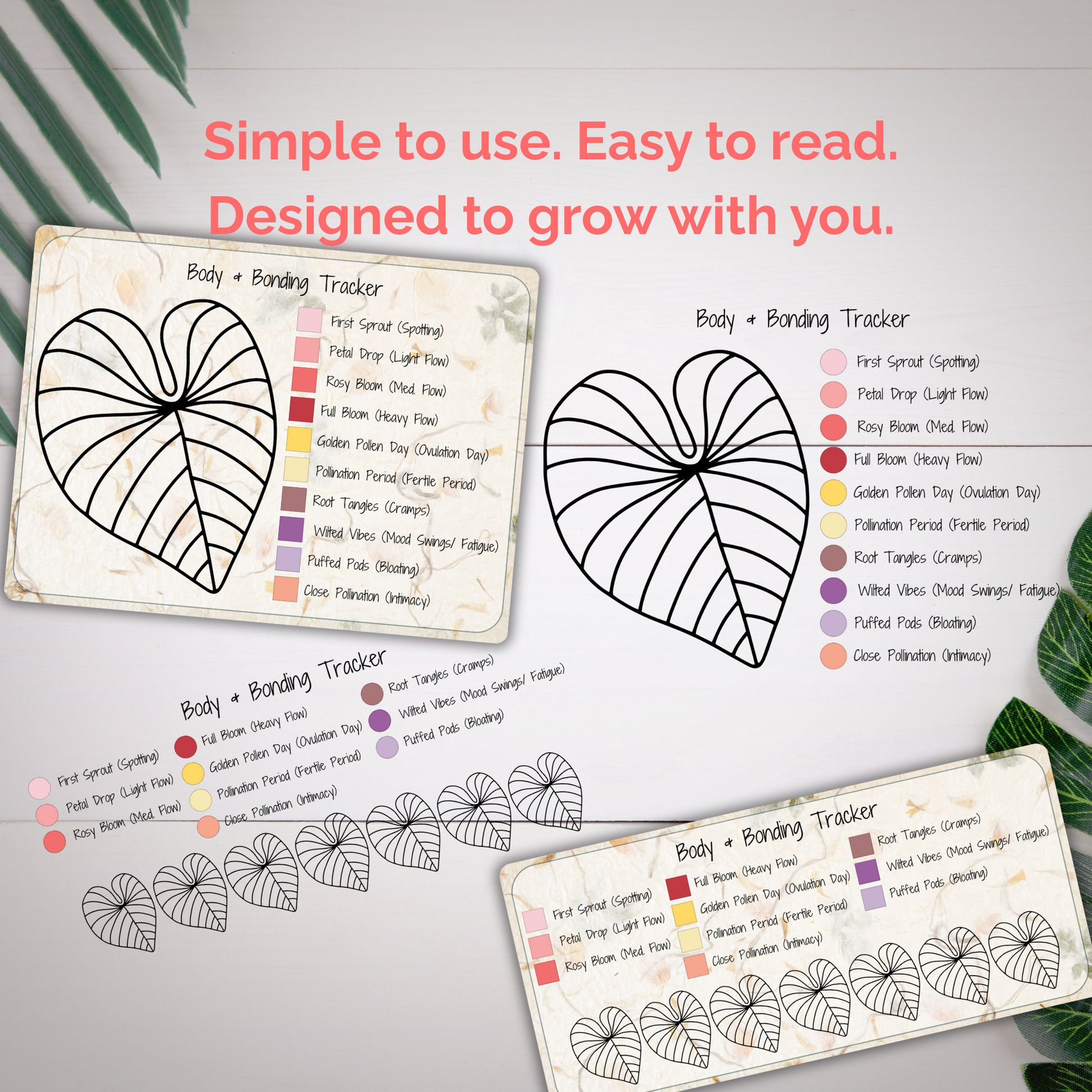 Moodvine Wellness Tracker Pack | 64 Planty PNG Stickers for Mood, Energy, Stress & Cycle Tracking - Stick This Sticker Co LLC