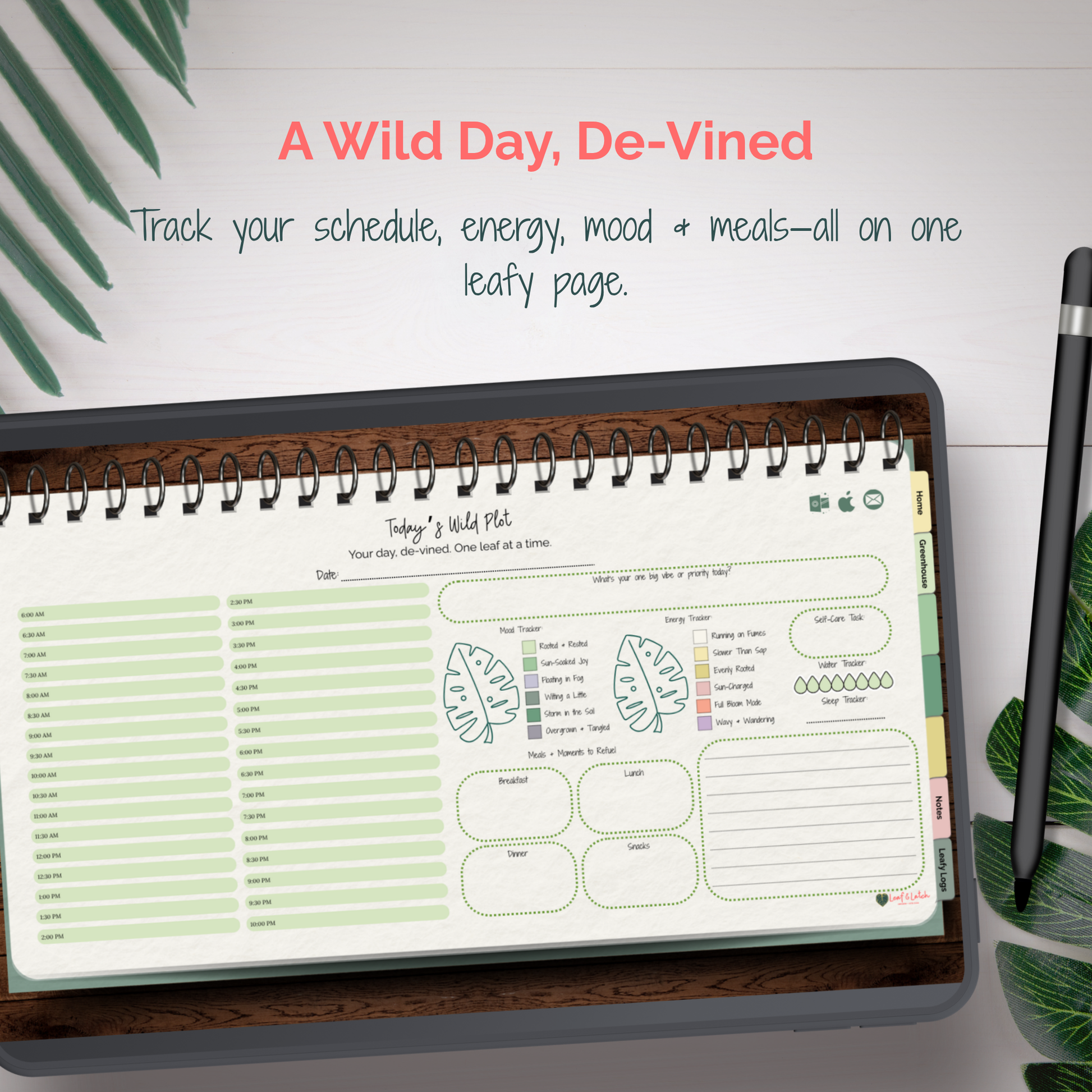 From Chaos to Canopy – 3-Month Undated Digital Planner (Hyperlinked, Plant-Inspired Layout) - Stick This Sticker Co LLC