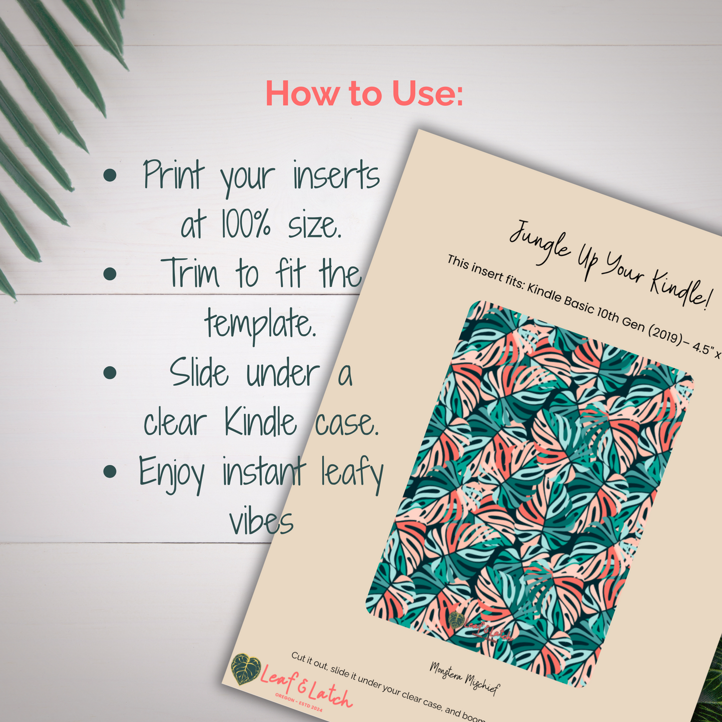 Leafy Kindle Insert Pack – Volume 1 | ALL 8 Sizes Bundle (Printable Inserts for Clear Kindle Cases) - Stick This Sticker Co LLC