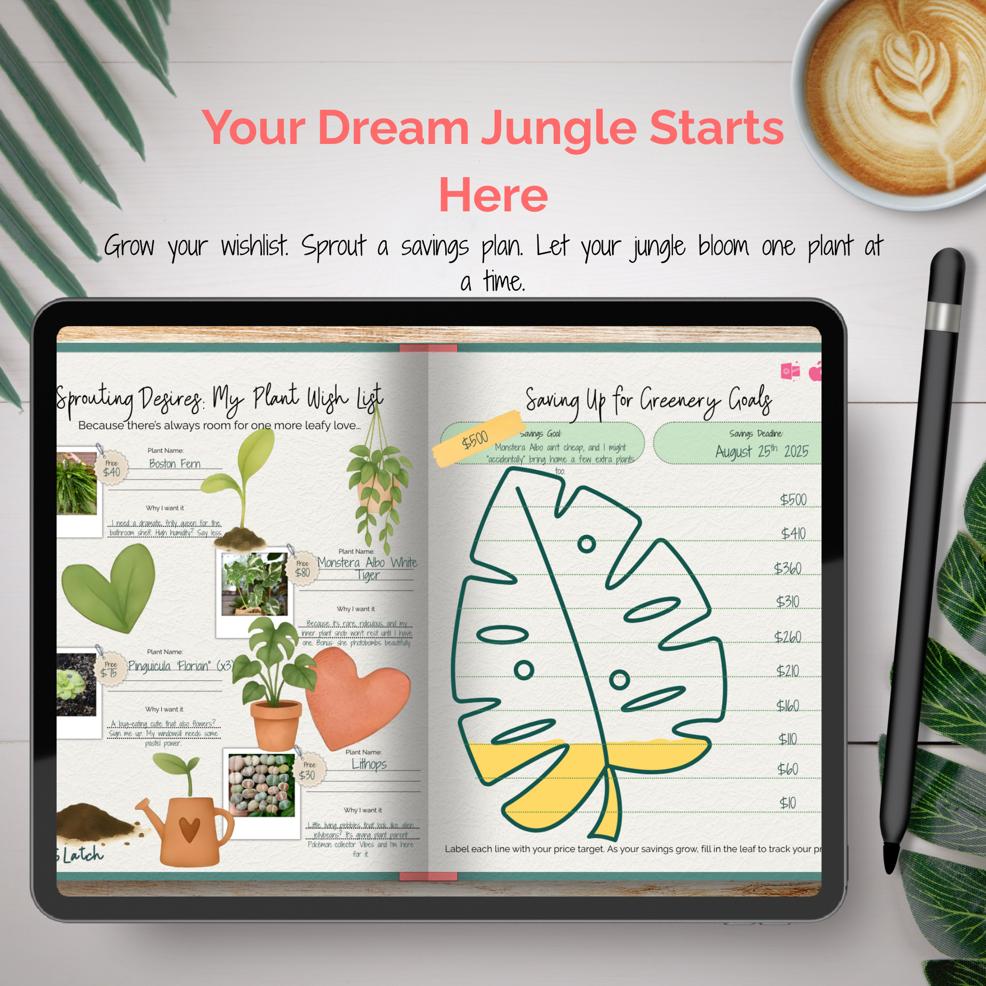Leafy Life Planner – Volume 1 | Hyperlinked Digital Planner (Collab with Pink Punch Studio) - Stick This Sticker Co LLC