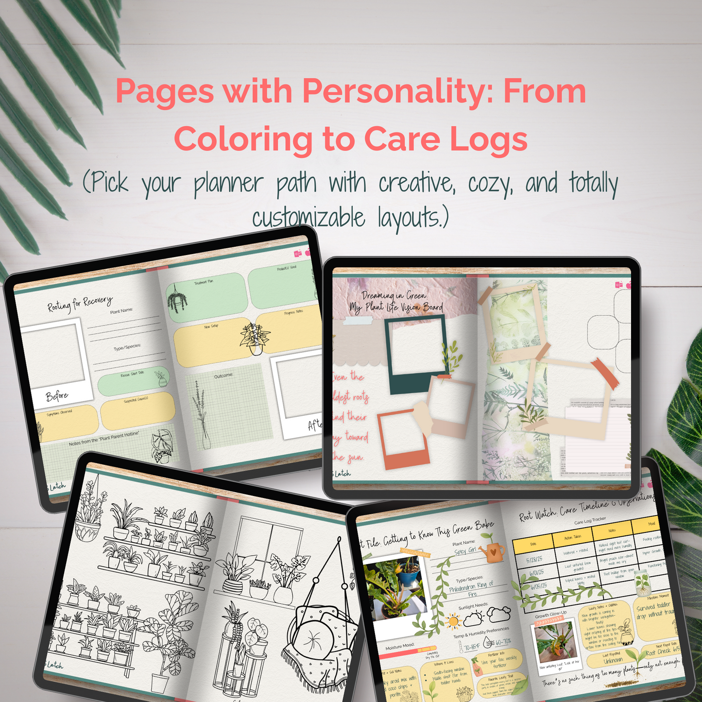 Leafy Life Planner – Volume 1 | Hyperlinked Digital Planner (Collab with Pink Punch Studio) - Stick This Sticker Co LLC
