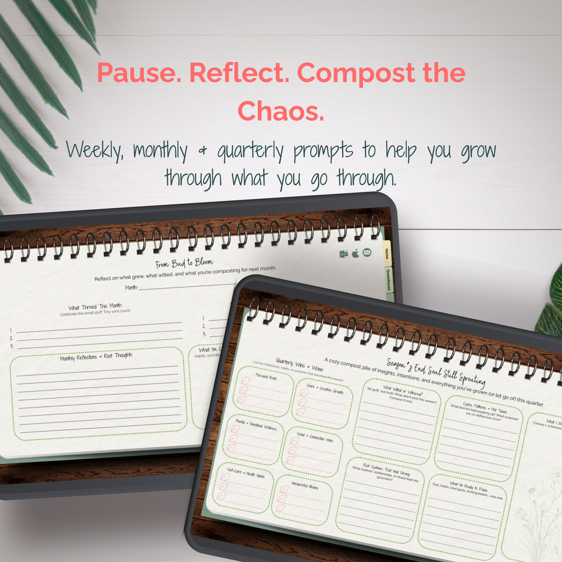 From Chaos to Canopy – 3-Month Undated Digital Planner (Hyperlinked, Plant-Inspired Layout) - Stick This Sticker Co LLC