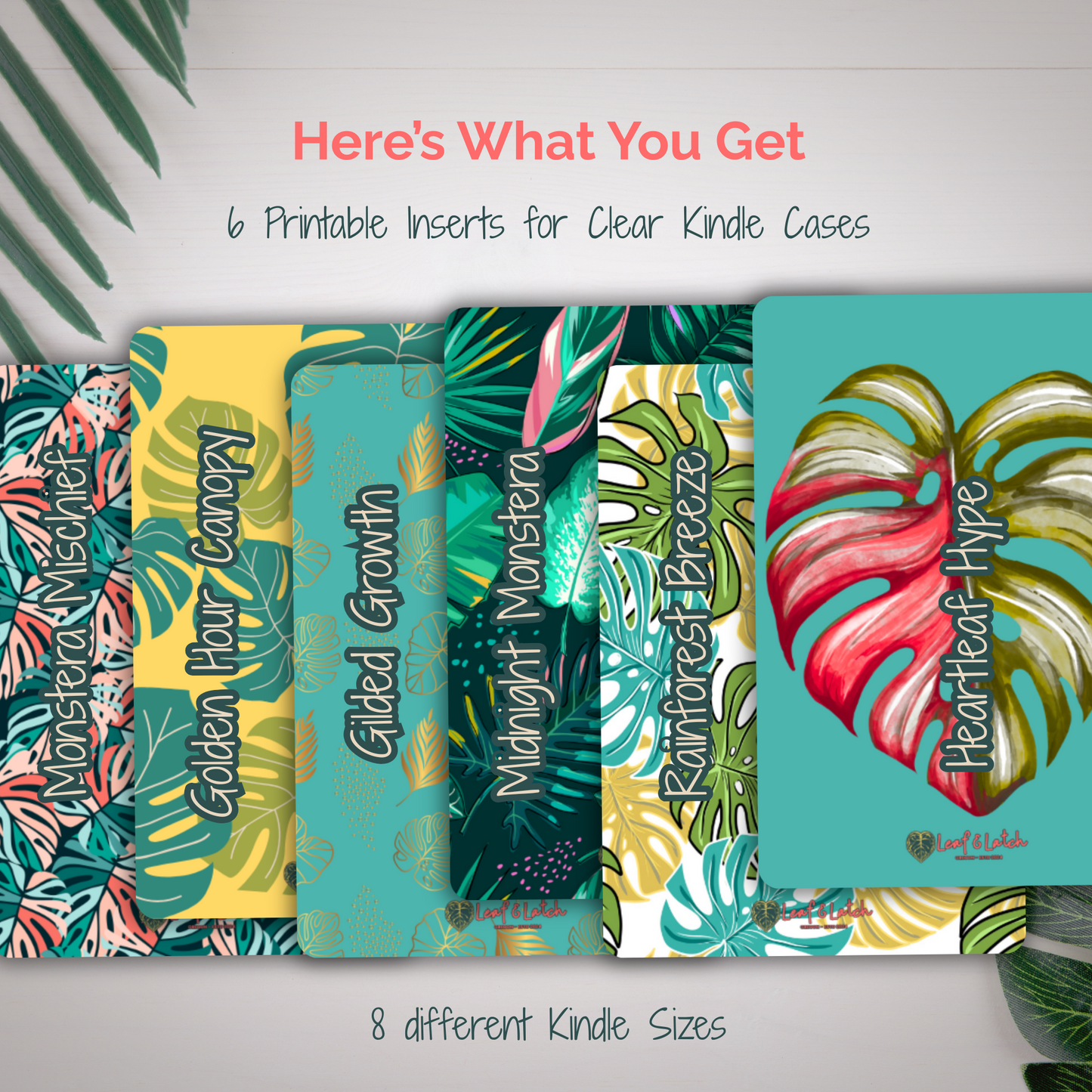 Leafy Kindle Insert Pack – Volume 1 | ALL 8 Sizes Bundle (Printable Inserts for Clear Kindle Cases) - Stick This Sticker Co LLC