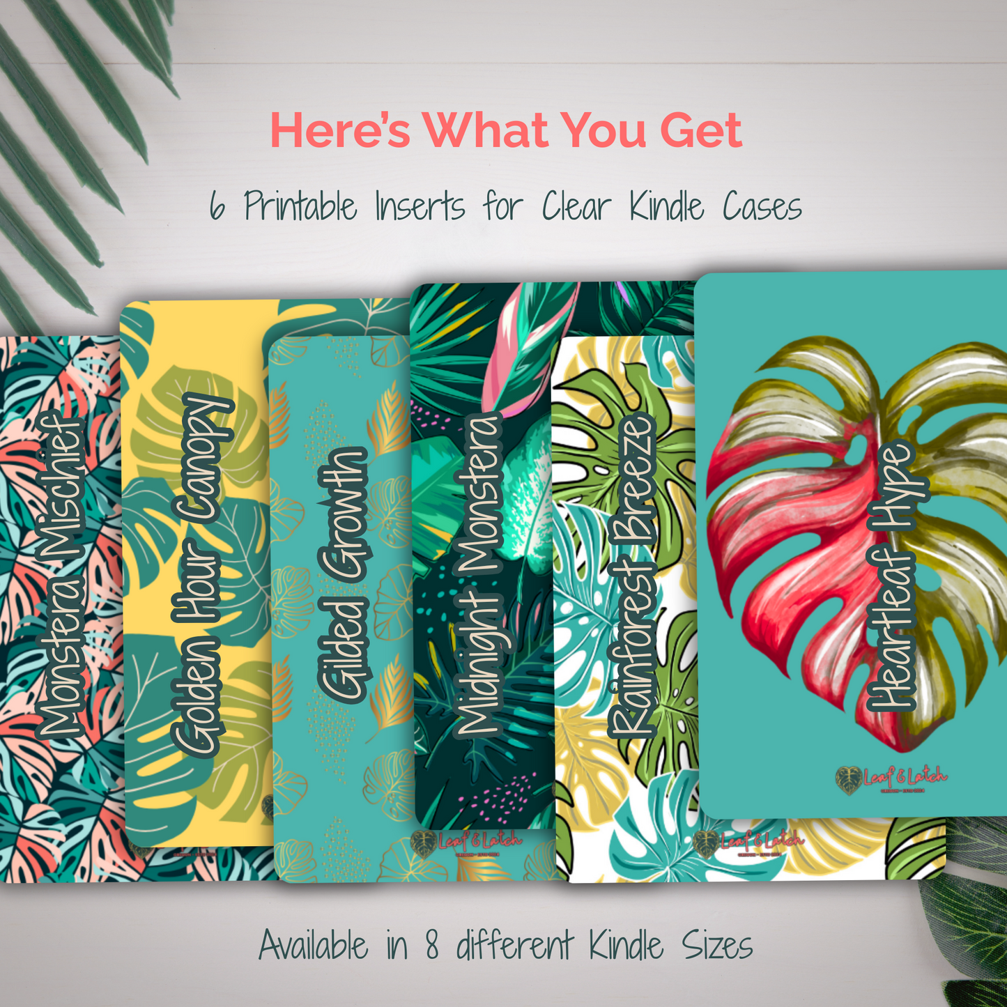 Leafy Kindle Insert Pack – Volume 1 | 6 Printable Case Covers for 8 Kindle Sizes - Stick This Sticker Co LLC