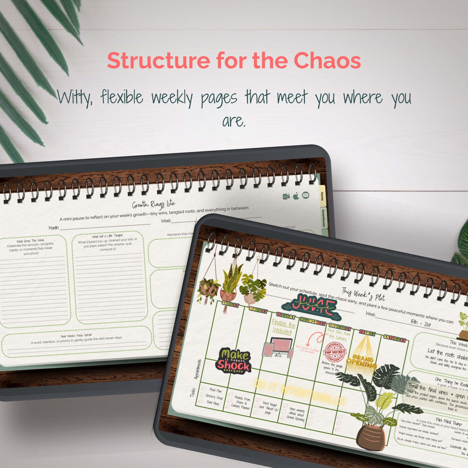 From Chaos to Canopy – 3-Month Undated Digital Planner (Hyperlinked, Plant-Inspired Layout) - Stick This Sticker Co LLC