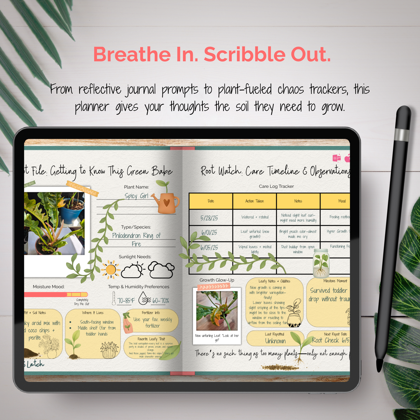 Leafy Life Planner – Volume 1 | Hyperlinked Digital Planner (Collab with Pink Punch Studio) - Stick This Sticker Co LLC