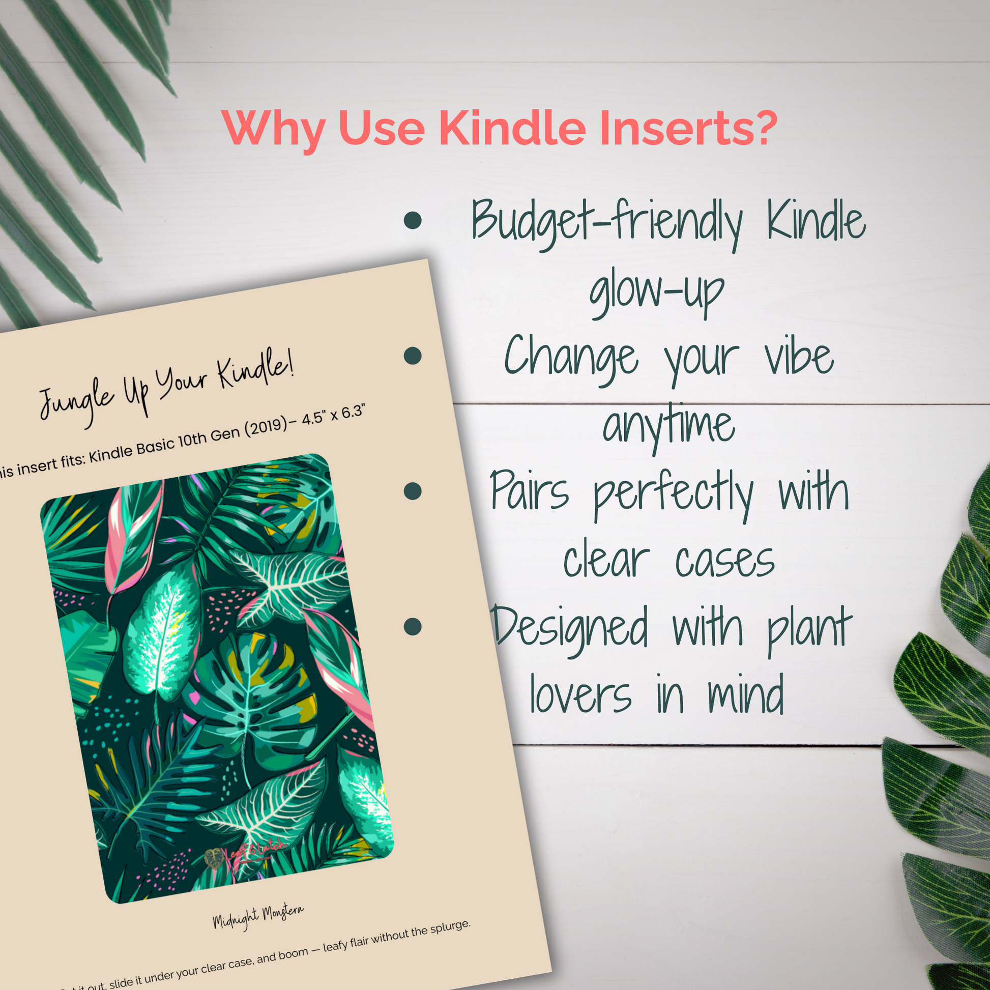 Leafy Kindle Insert Pack – Volume 1 | ALL 8 Sizes Bundle (Printable Inserts for Clear Kindle Cases) - Stick This Sticker Co LLC